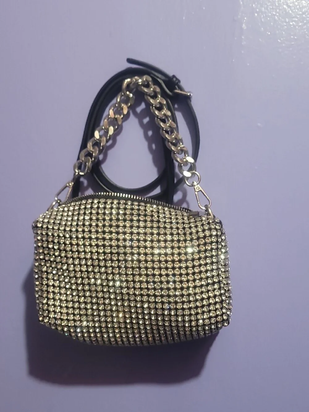 Aldo Silver Crystal Chain Wristlet